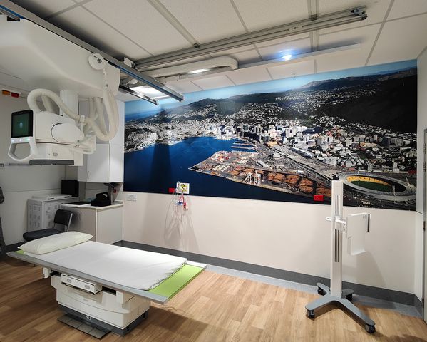 Radiology suite with mural of Wellington City