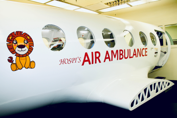 Air ambulance flight simulator fuselage.