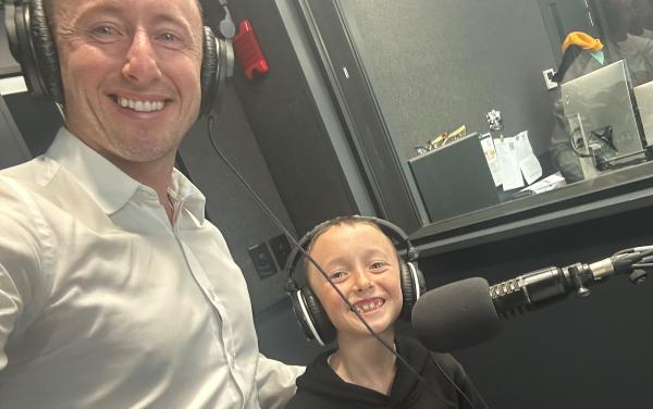 Guy and Finn (7) in the recording studio.