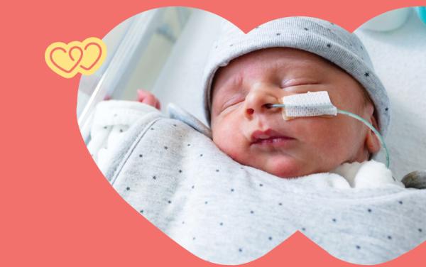 Baby with feeding tube