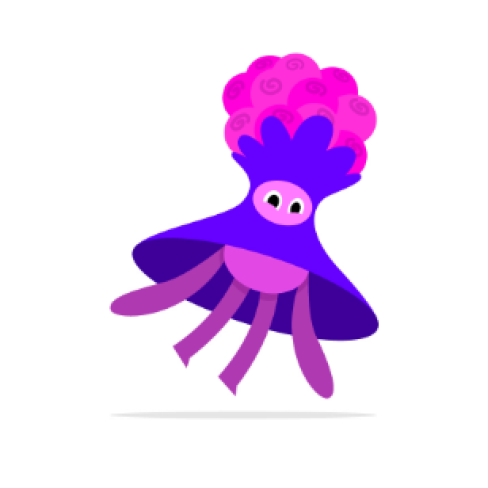 Ora, flying purple character.