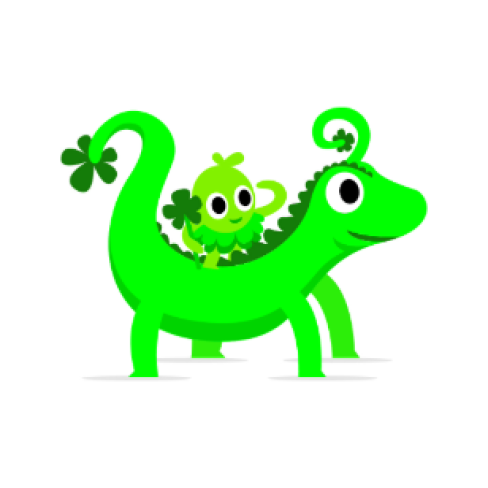 Tahi a gecko character piggybacking a sprite, Rua.