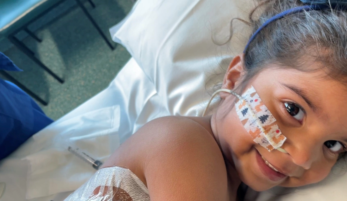 Zara a children's hospital patient with nasogastric tube