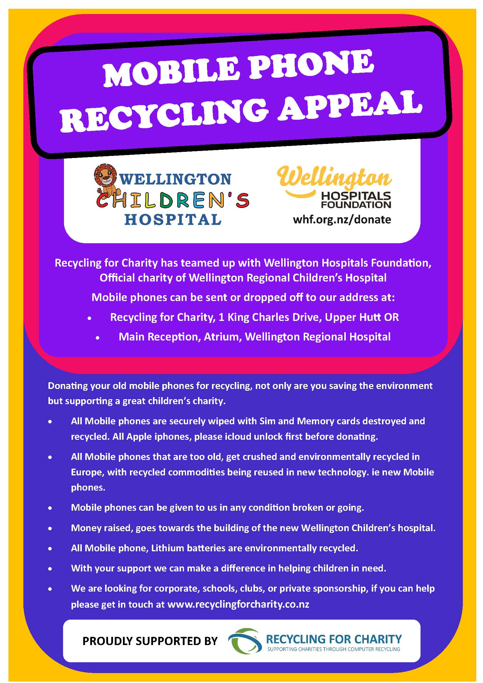 How to recycle your phone and support Wellington Children's Hospital! 